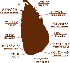 スリランカスポット地図